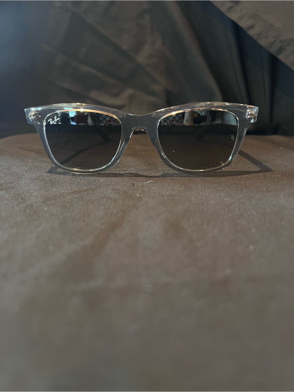 Ray-Ban Clear Frame Sunglasses with Black Lenses
